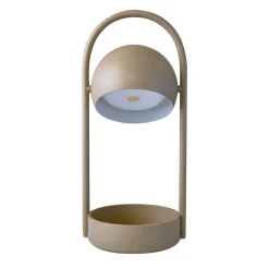 FRANDSEN LED-akkukäyttöinen pöytälamppu Ball Portable, hiekanharmaa, teräs