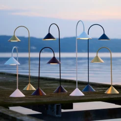 FRANDSEN LED-akku-lattiavalo Grasp, petrol, 72 cm, metalli