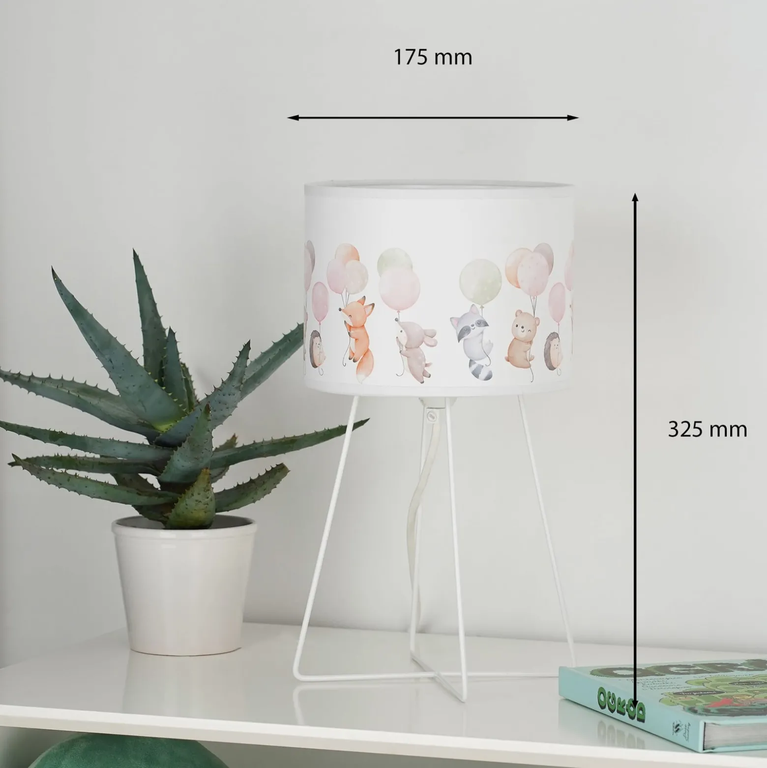 Freddy pöytävalaisin, värikäs, eläimiä, E14, korkeus 32,5 cm
