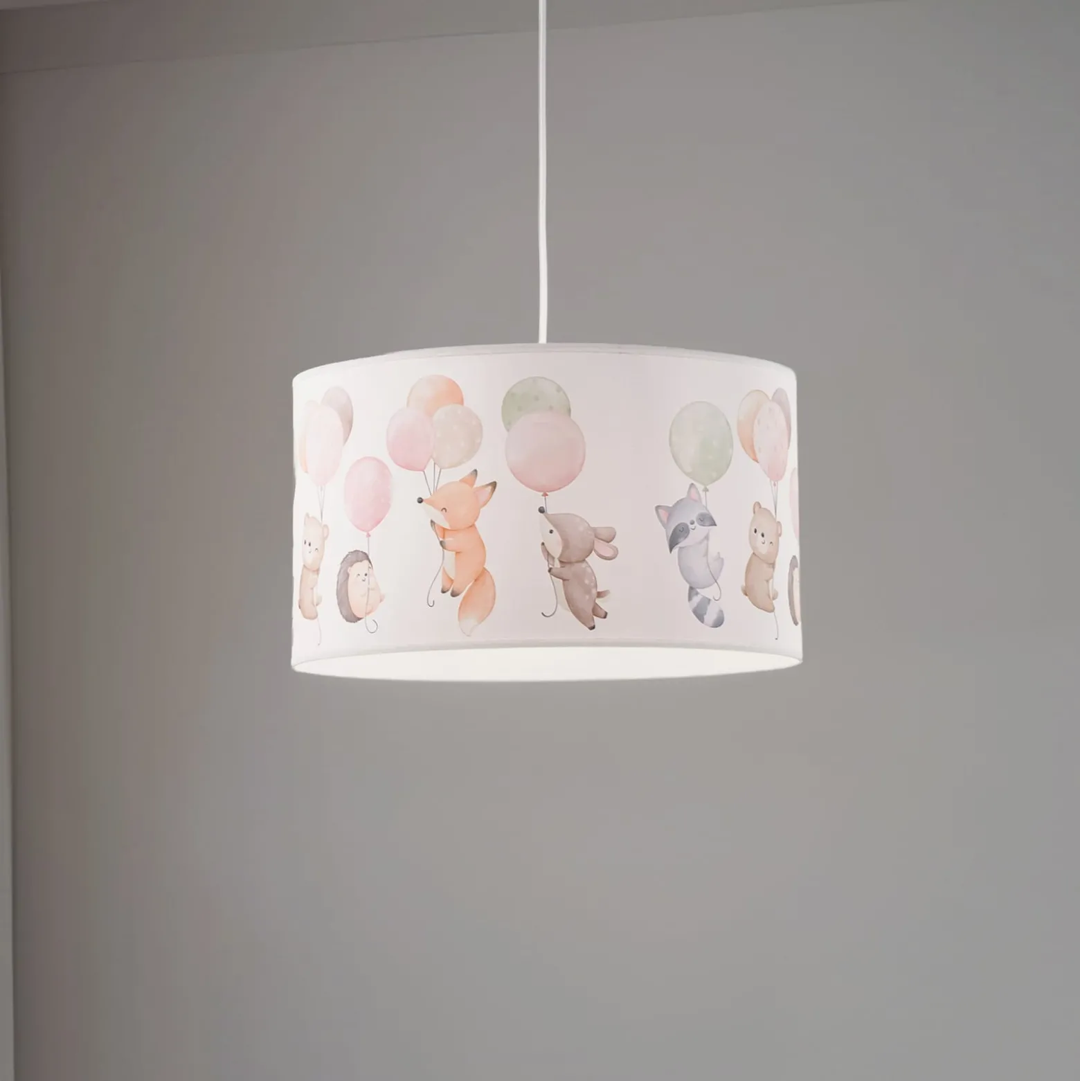 Freddy-riippuvalaisin, Ø 35 cm, kangas, värikäs, eläimet, E27