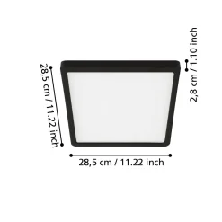 Fueva 5 -kattovalaisin IP44 musta 3 000 K, 28x28cm