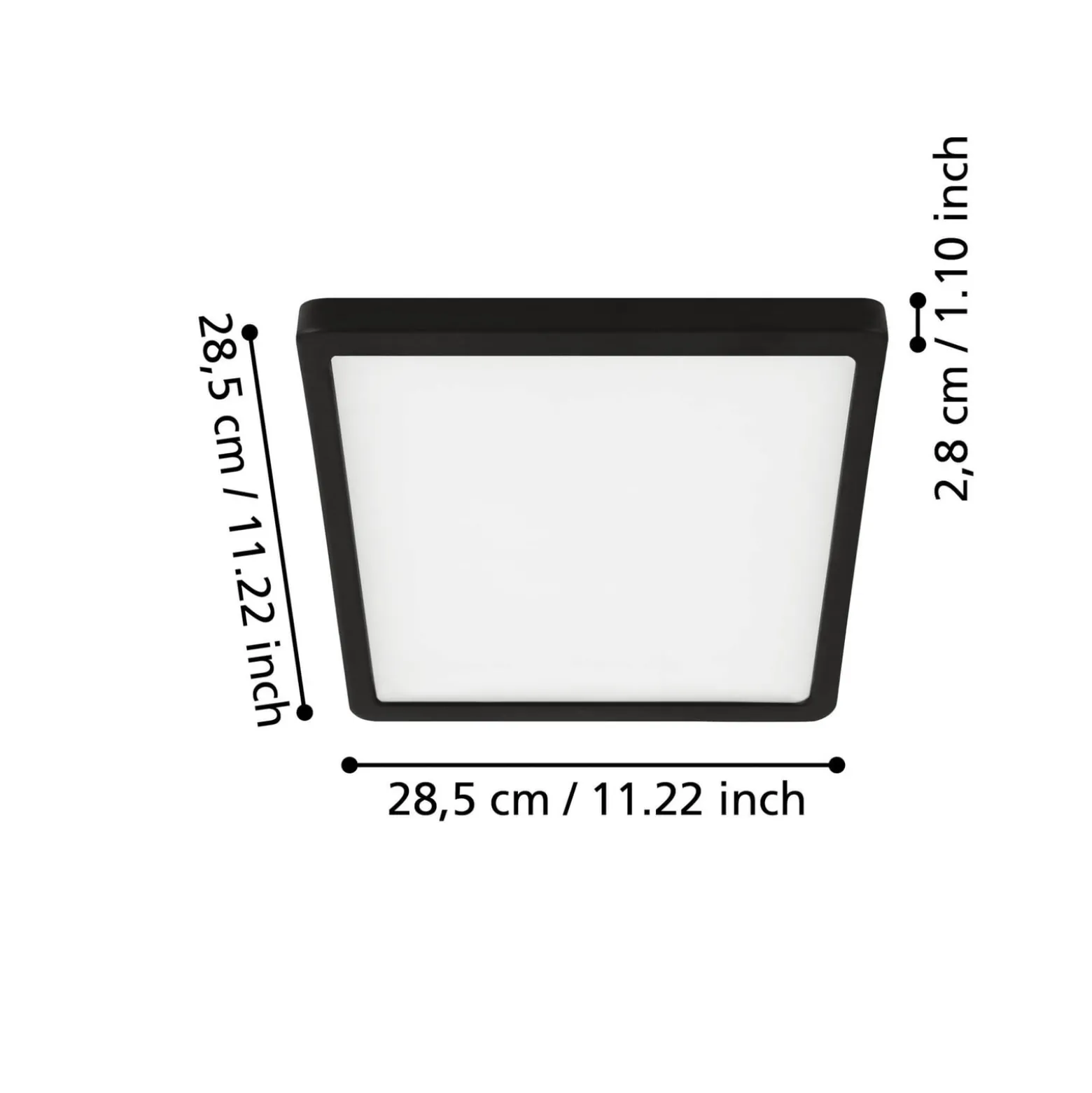 Fueva 5 -kattovalaisin IP44 musta 3 000 K, 28x28cm