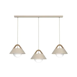 Funda-riippuvalaisin, beige, pituus 110 cm, 3-lamppuinen, metalli/lasi