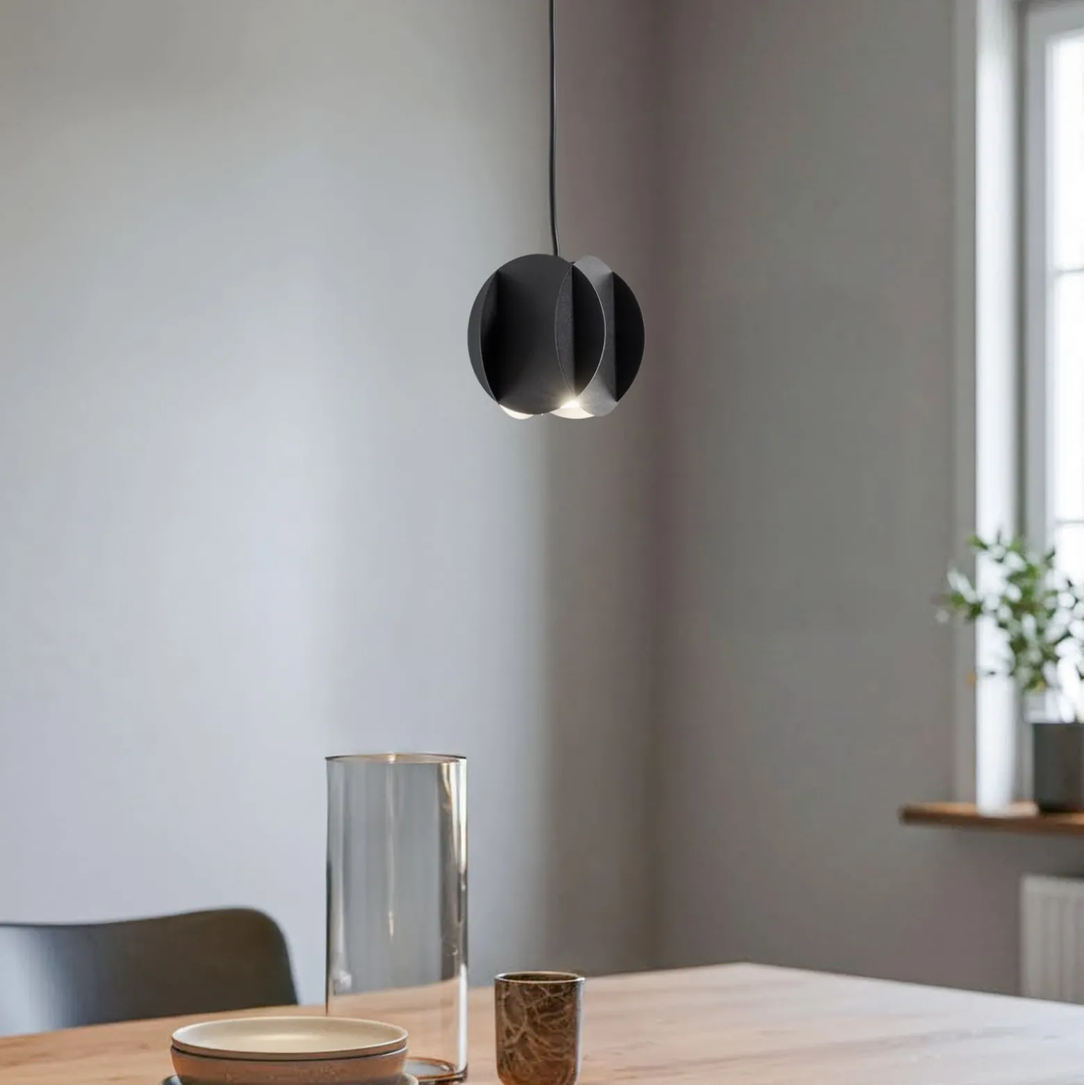 GAMBIT riippuvalaisin, musta, Ø 10 cm, metalli, GU10 LED