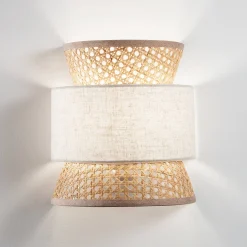 Gazebo-seinälamppu, luonnonvärinen/beige, rottinki, korkeus 27 cm, E27