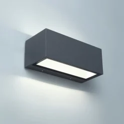 GEMINI-LED-ulkoseinälamppu, tummanharmaa, 14 cm, IP54, ylös/alas