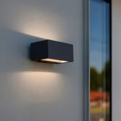 GEMINI-LED-ulkoseinälamppu, tummanharmaa, 14 cm, IP54, ylös/alas