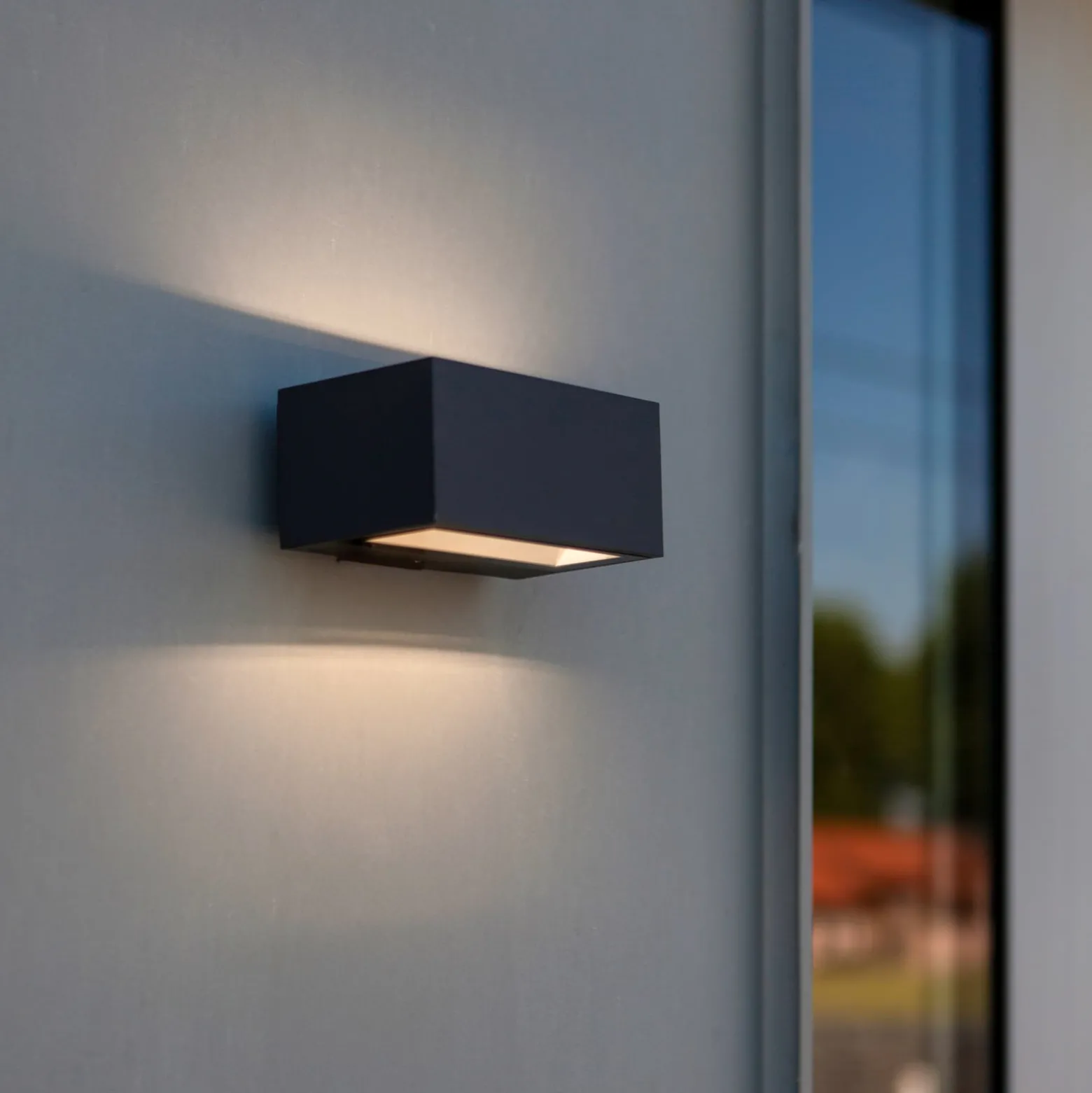 GEMINI-LED-ulkoseinälamppu, tummanharmaa, 14 cm, IP54, ylös/alas