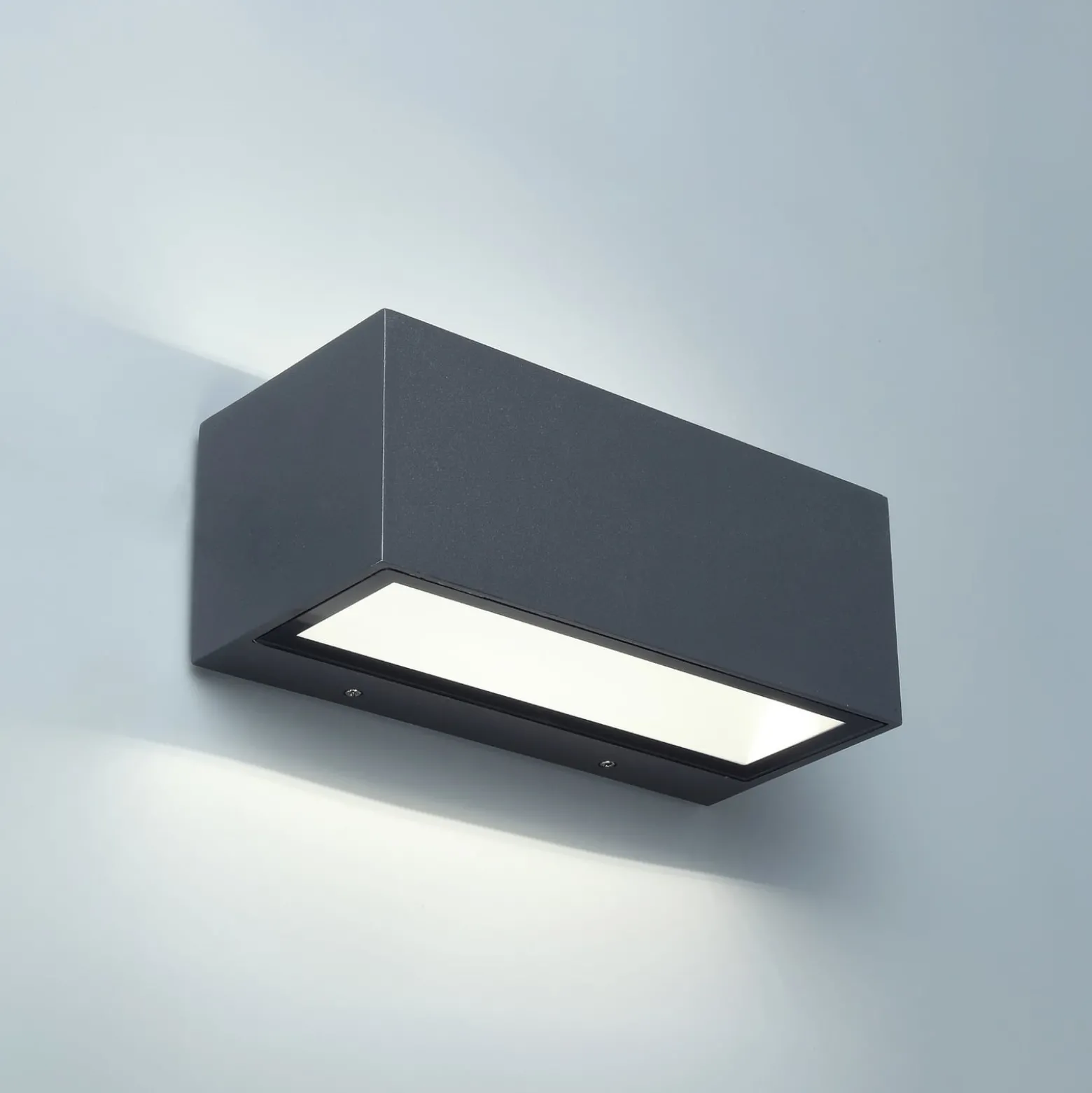 GEMINI-LED-ulkoseinälamppu, tummanharmaa, 22 cm, IP54, ylös/alas
