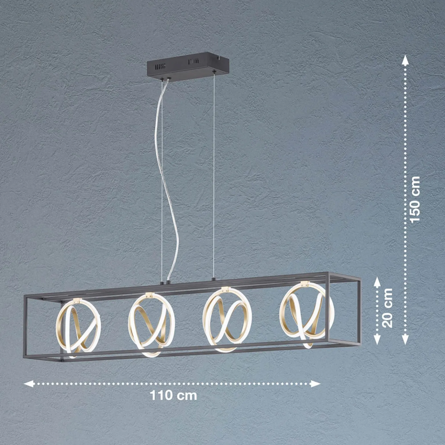 Gisi-LED-riippuvalaisin, CCT, himmennys, 4 lamppua