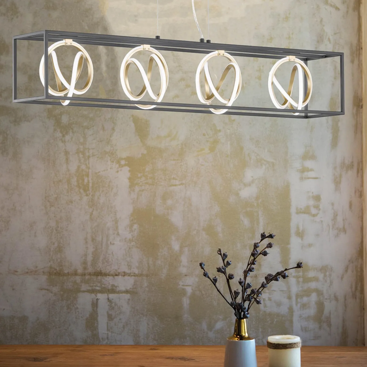 Gisi-LED-riippuvalaisin, CCT, himmennys, 4 lamppua