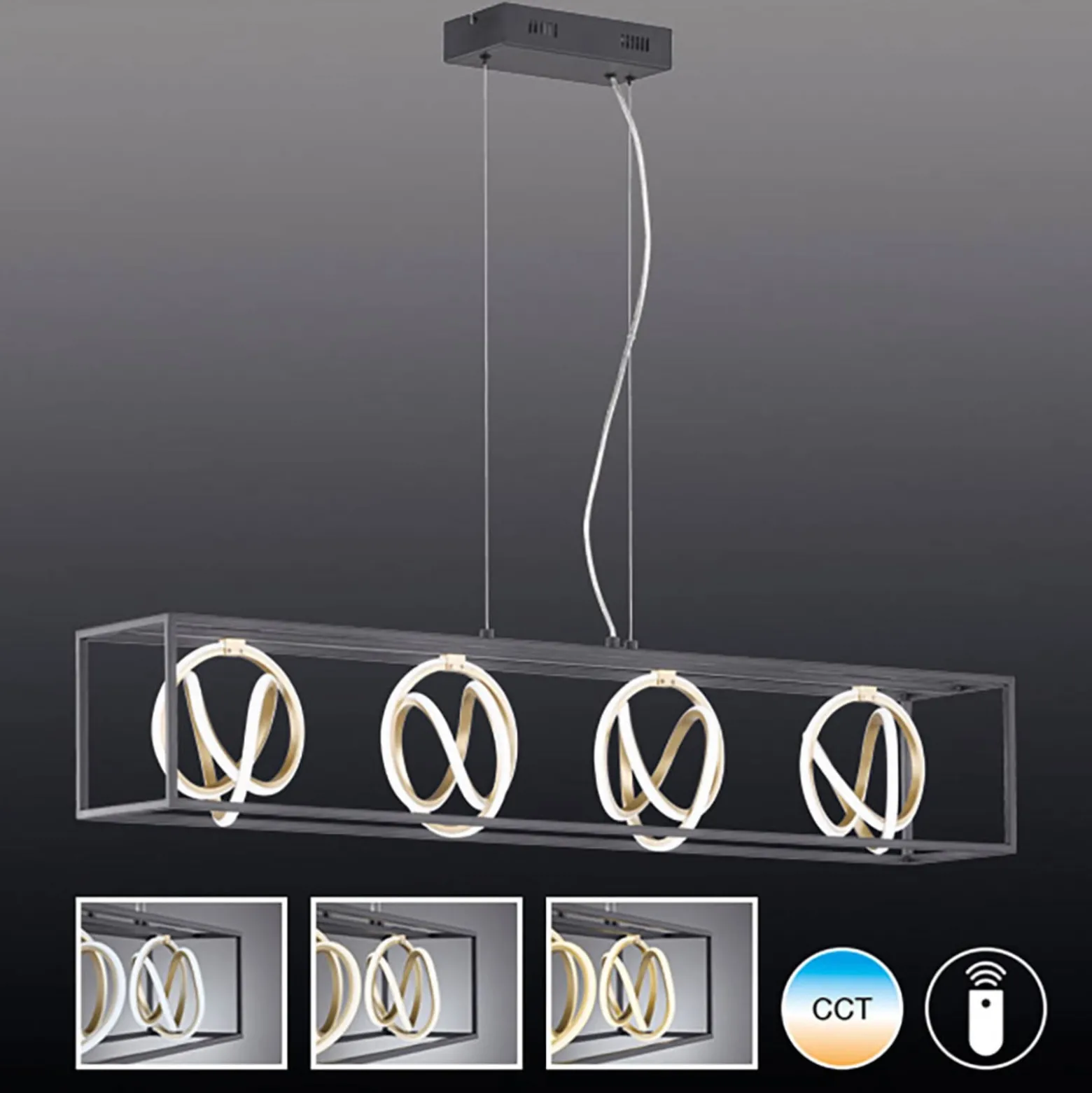 Gisi-LED-riippuvalaisin, CCT, himmennys, 4 lamppua