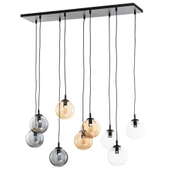 Glassy riippuvalaisin, 9-lamppuinen, musta, grafiitti/keltainen/kirkas, E14