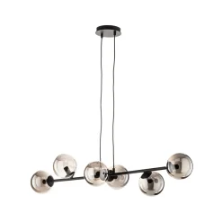 Glassy riippuvalaisin, 6-lamppuinen, musta, grafiitti, lasi, 110 cm