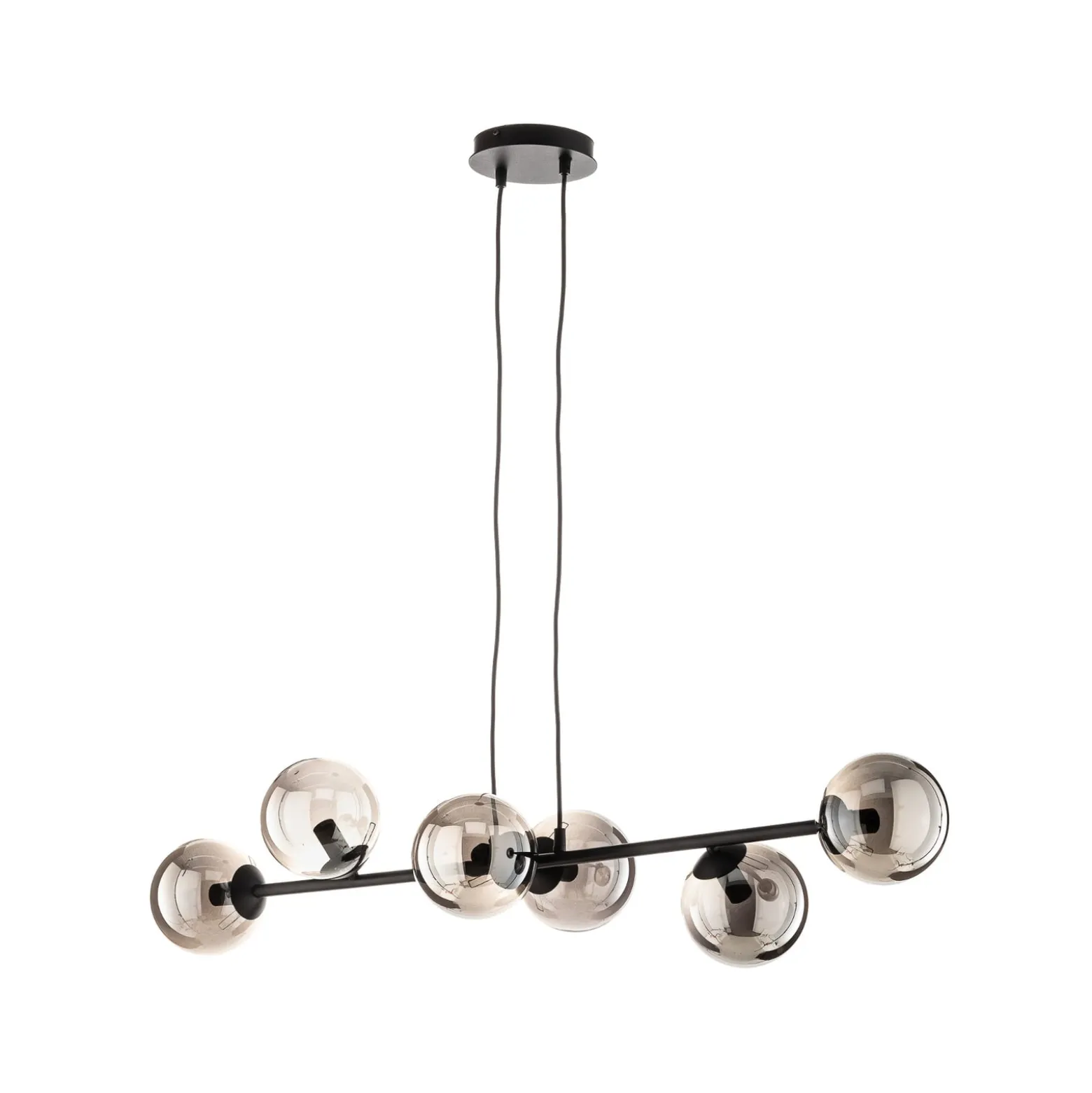 Glassy riippuvalaisin, 6-lamppuinen, musta, grafiitti, lasi, 110 cm