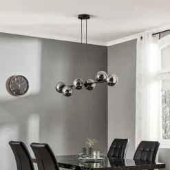 Glassy riippuvalaisin, 6-lamppuinen, musta, grafiitti, lasi, 110 cm