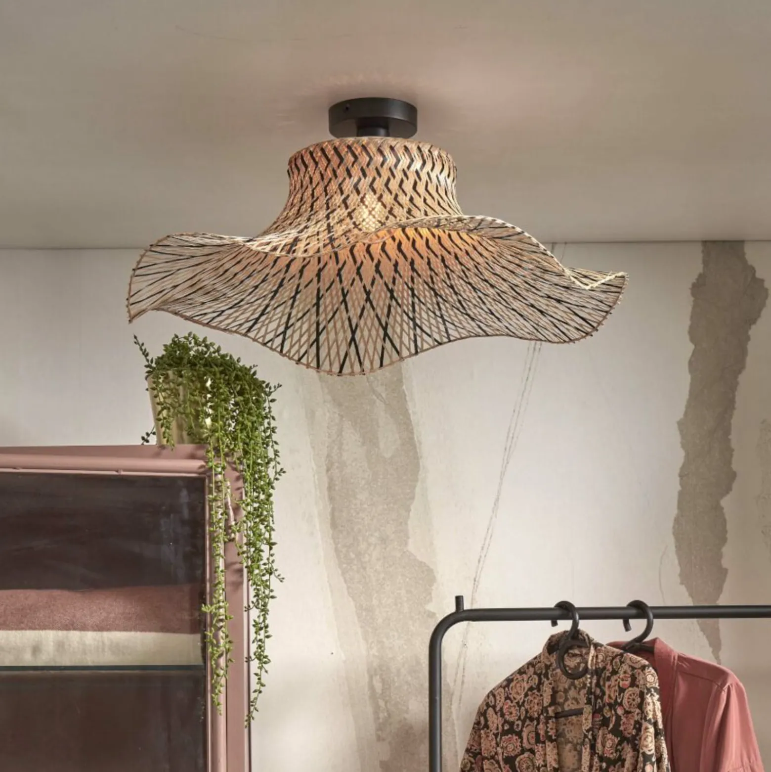 GOOD & MOJO Ibiza kattovalaisin Ø 65cm luonnollinen/musta