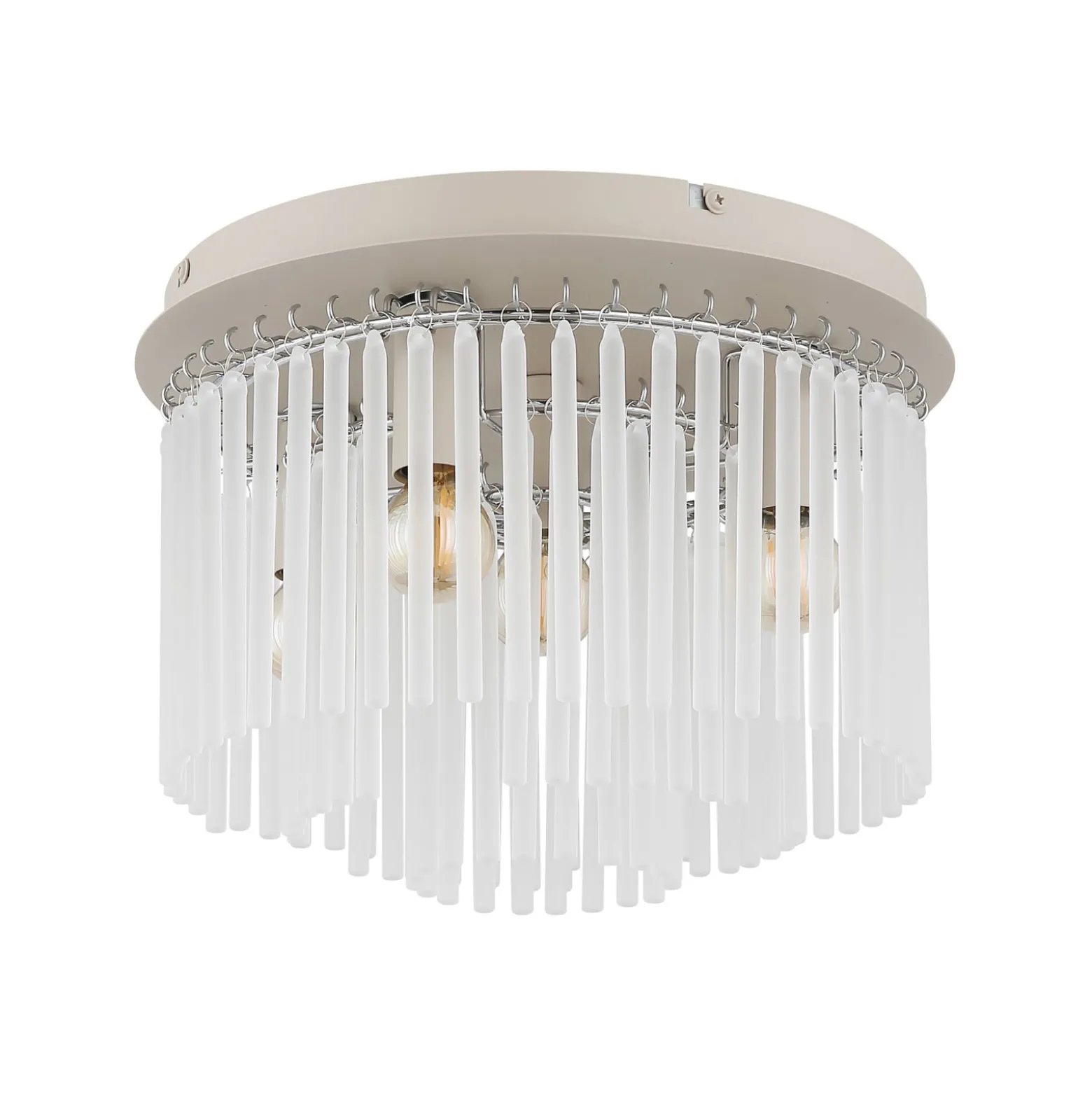 Gorley-kattovalaisin, valkoinen/hiekka, lasi, Ø 32 cm, 5-lamppuinen, E14