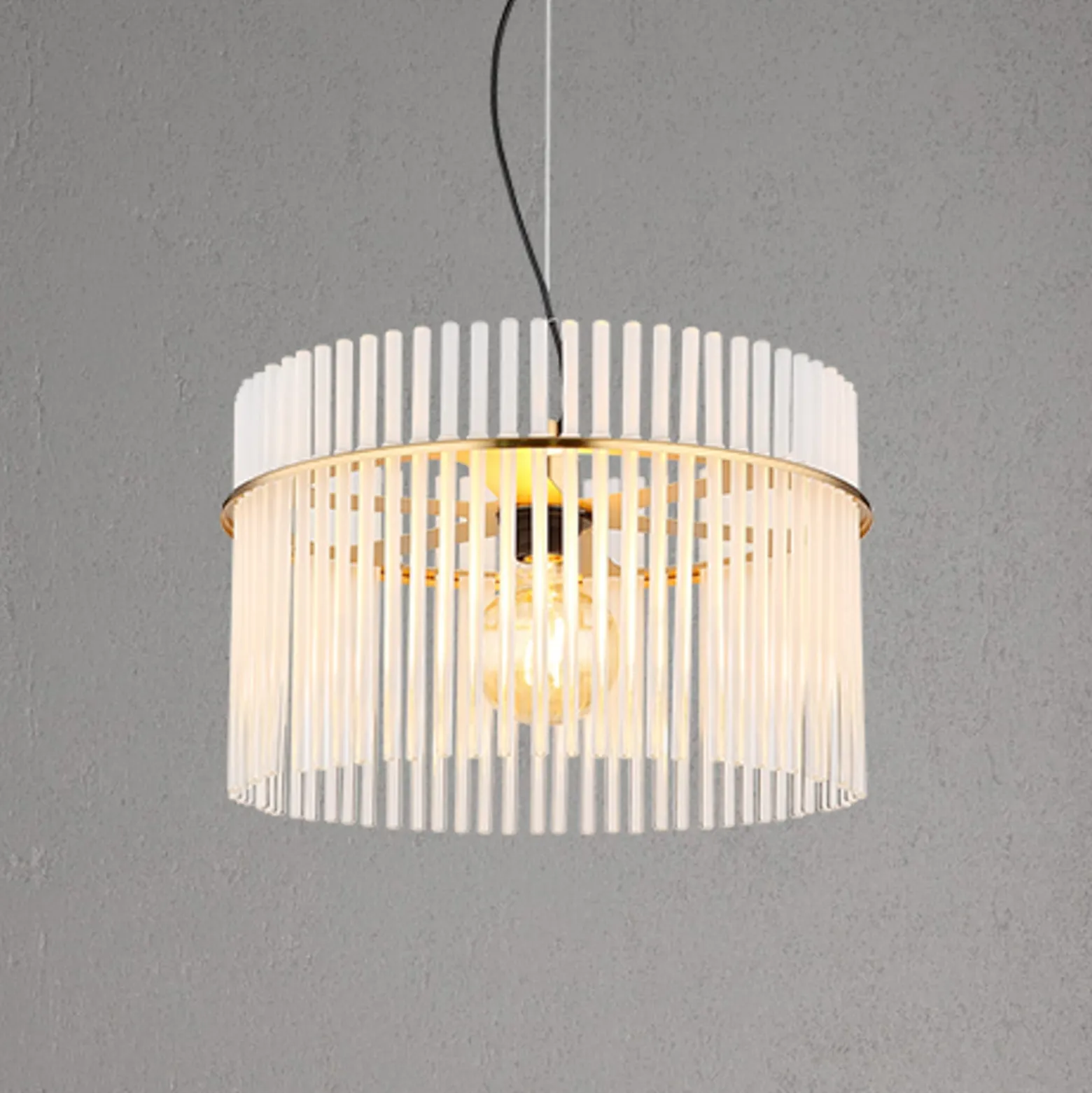 Gorley-riippuvalo, valkoinen/kultainen, Ø 40 cm, lasi, E27