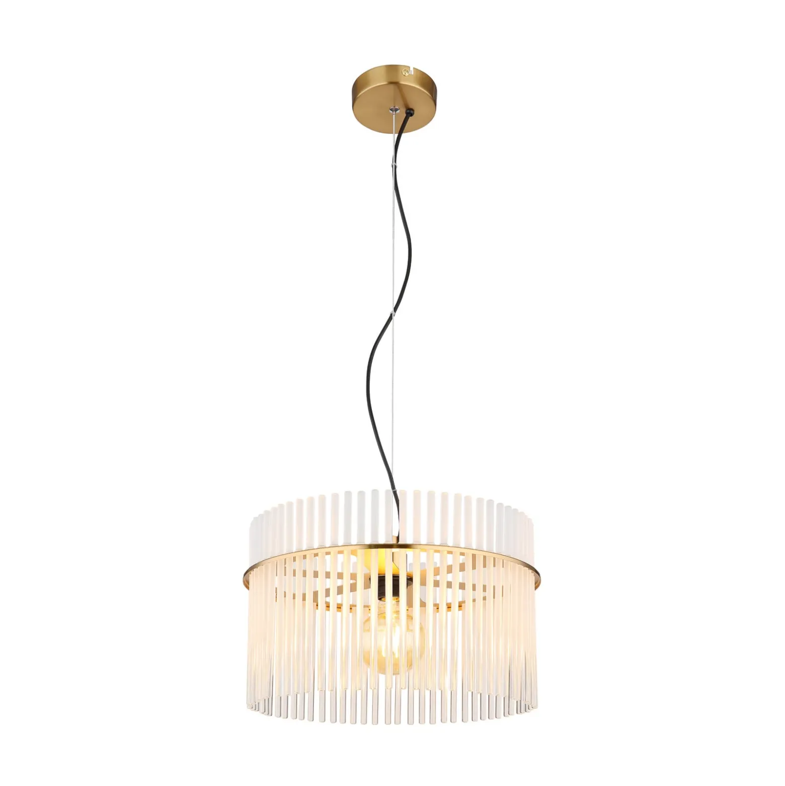 Gorley-riippuvalo, valkoinen/kultainen, Ø 40 cm, lasi, E27