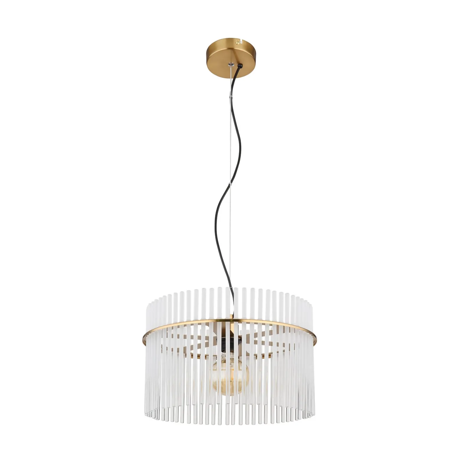 Gorley-riippuvalo, valkoinen/kultainen, Ø 40 cm, lasi, E27