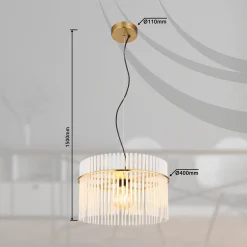 Gorley-riippuvalo, valkoinen/kultainen, Ø 40 cm, lasi, E27