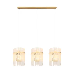 Gorley-riippuvalo, valkoinen/kultainen, 3-lamppuinen, 80 cm, lasi, E27