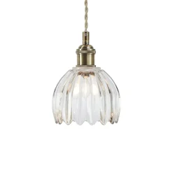 Gota-riippuvalaisin, vanha messinki/kirkas, lasi, Ø 13 cm, pistoke
