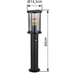 Gracey-pylväsvalaisin, musta, liiketunnistin, 60 cm, IP54, E27