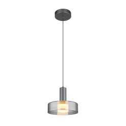 Grant LED-riippuvalaisin, Ø 22 cm, savunharmaa, lasi
