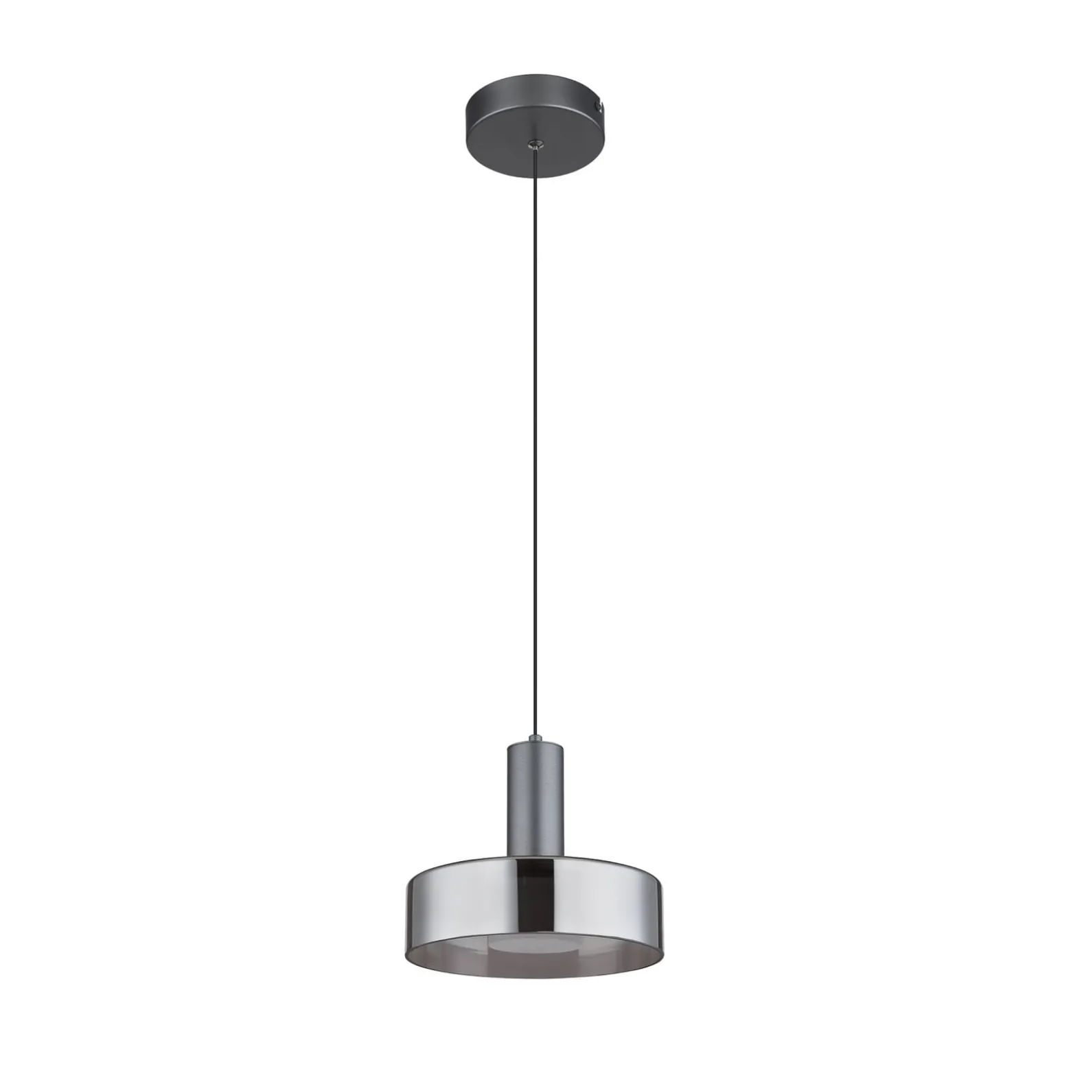 Grant LED-riippuvalaisin, Ø 22 cm, savunharmaa, lasi