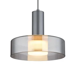 Grant LED-riippuvalaisin, Ø 22 cm, savunharmaa, lasi
