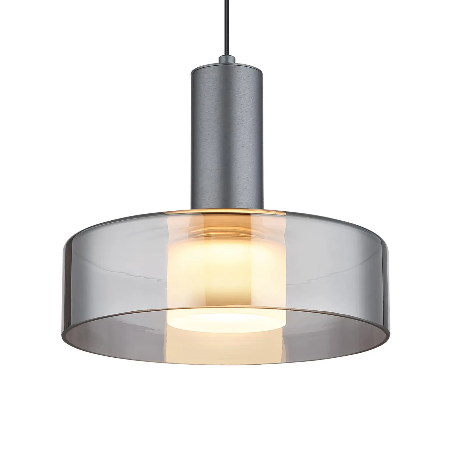 Grant LED-riippuvalaisin, Ø 22 cm, savunharmaa, lasi