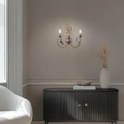 Gretel seinävalaisin, 2-lamppuinen, pronssinvärinen, metallia, E14