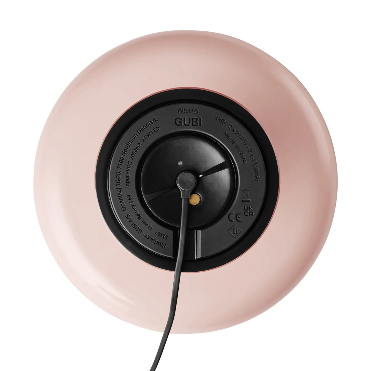 Gubi LED-akkukäyttöinen pöytävalaisin Obello, puuterinpunainen, IP44, lasi