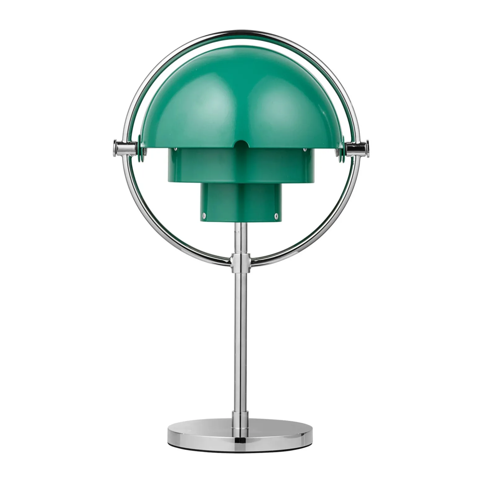 Gubi Multi-Lite -akkukäyttöinen pöytävalaisin, kromi/sinivihreä, 30 cm