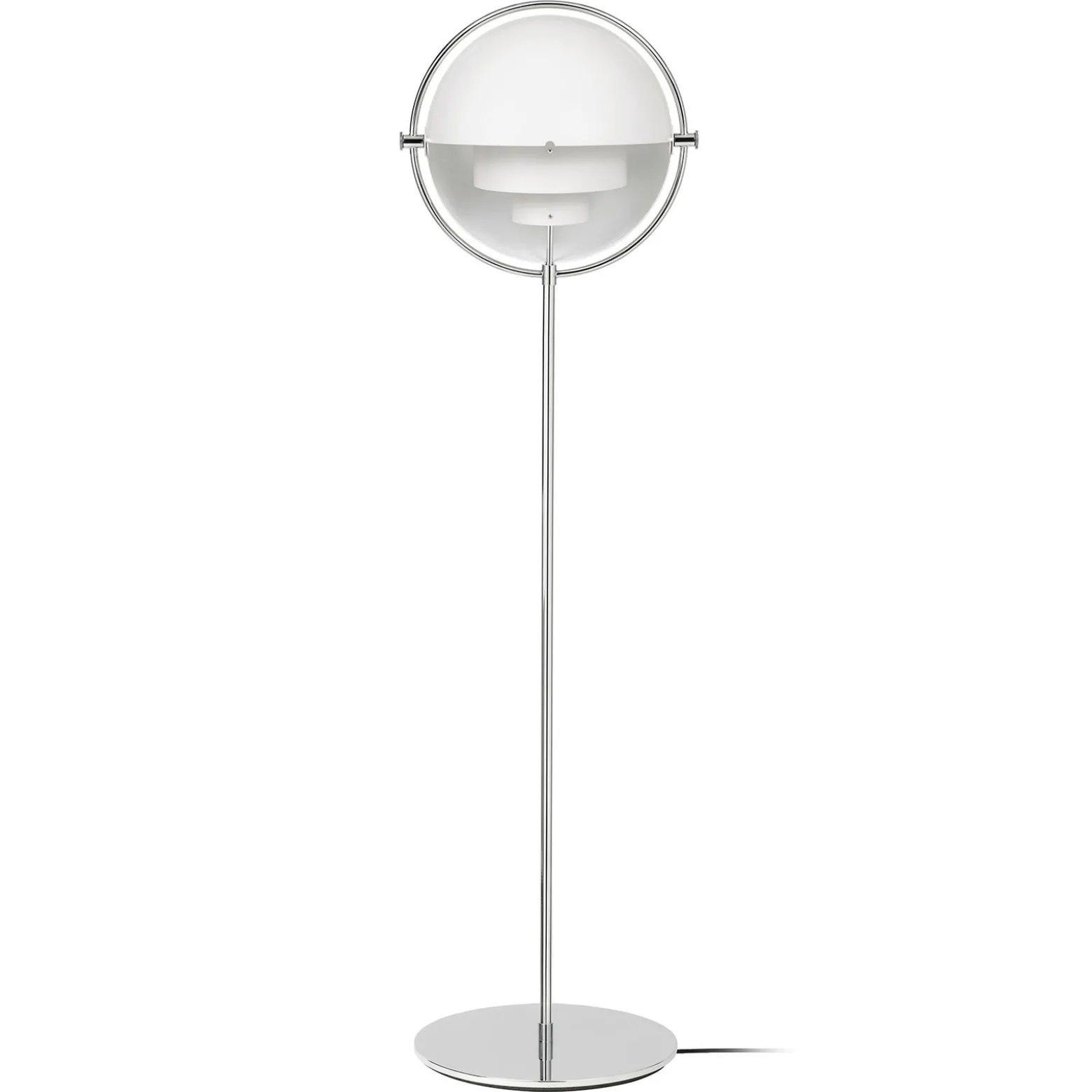 GUBI Multi-Lite lattiavalaisin, korkeus 148 cm, kromi/valkoinen