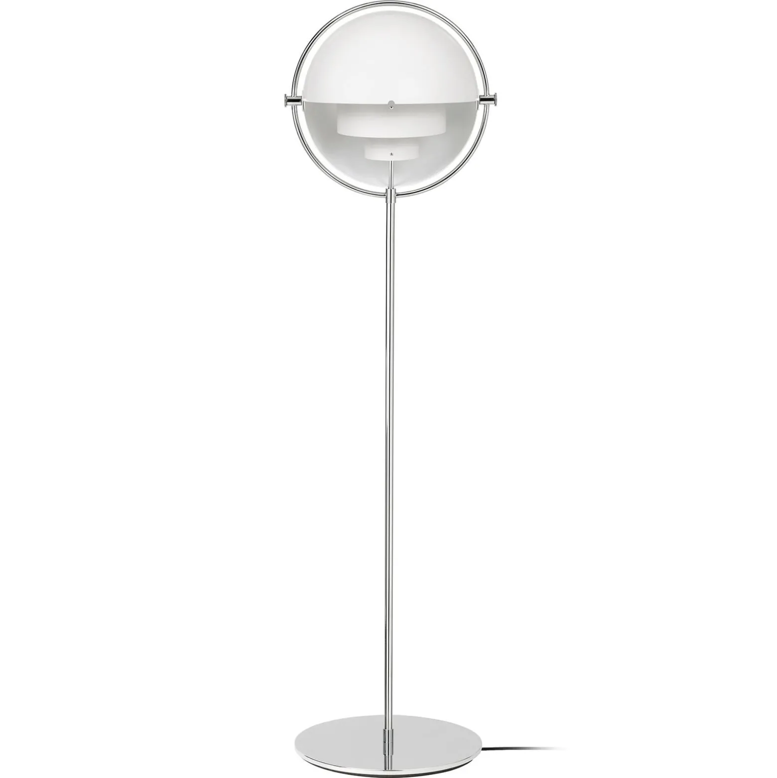GUBI Multi-Lite lattiavalaisin, korkeus 148 cm, kromi/valkoinen