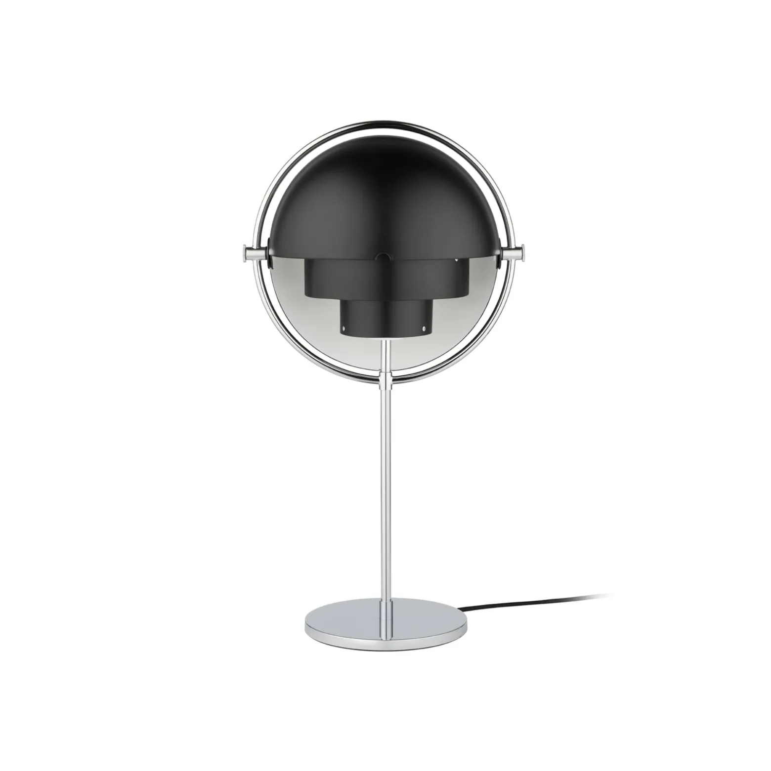 GUBI Multi-Lite pöytävalaisin, korkeus 50 cm, kromi/musta