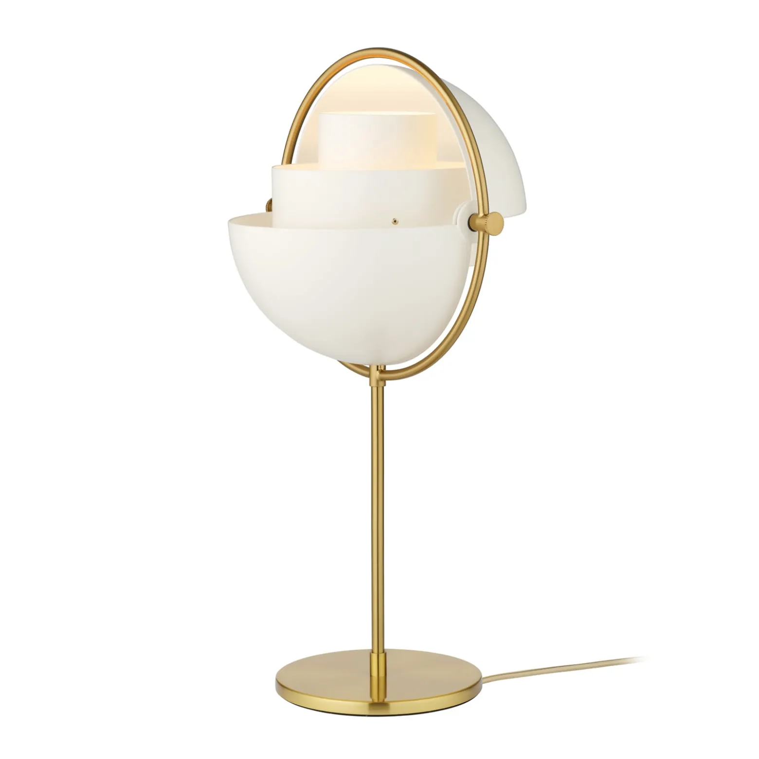 GUBI Multi-Lite pöytävalaisin, korkeus 50 cm, messinki/valkoinen