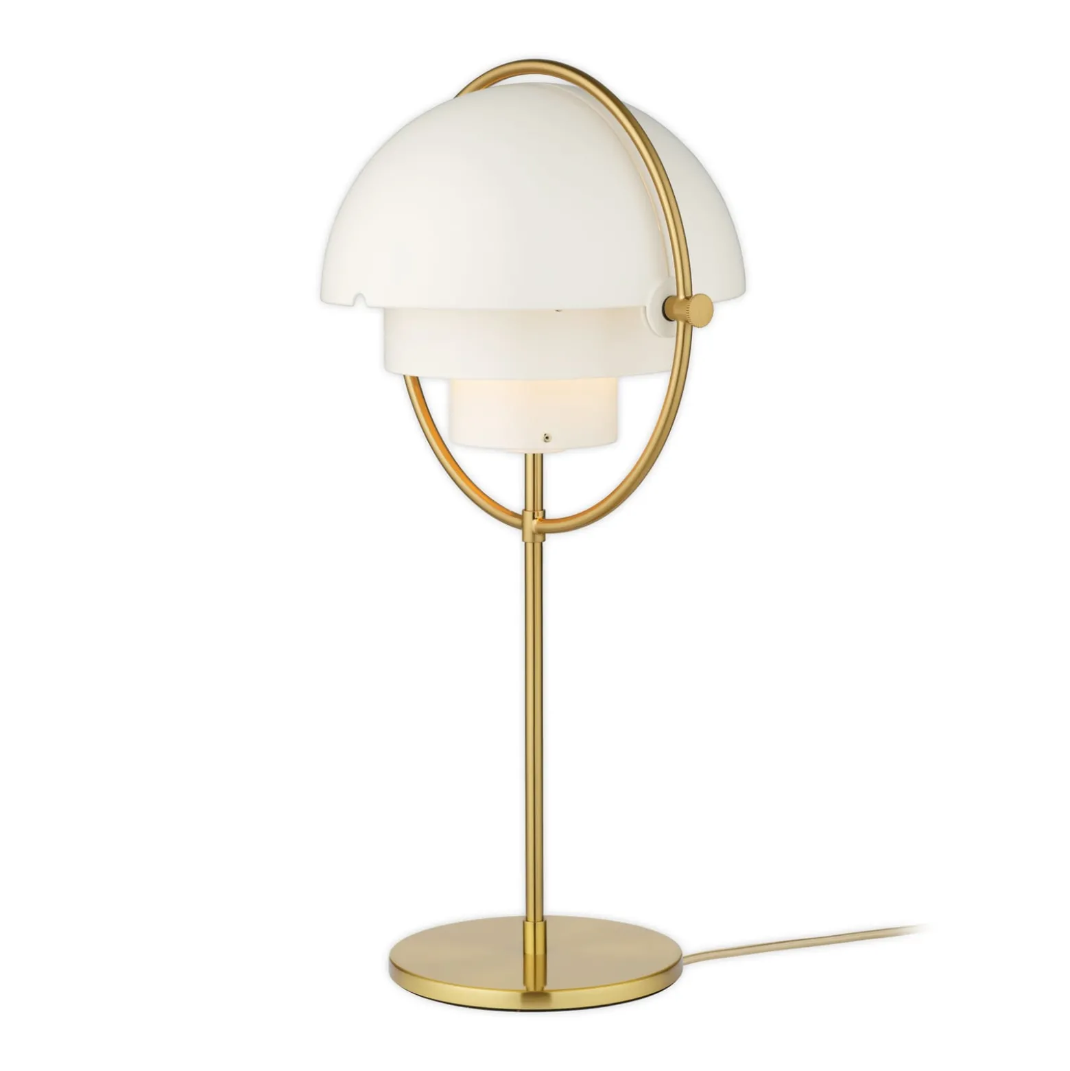 GUBI Multi-Lite pöytävalaisin, korkeus 50 cm, messinki/valkoinen