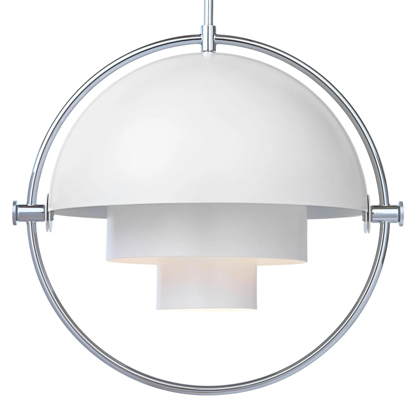 Gubi Multi-Lite riippuvalaisin, Ø 36 cm, kromi/valkoinen