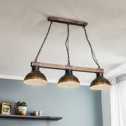 Hakon riippuvalo, 3-lamppuinen, ruosteenruskea/luonnonpuinen