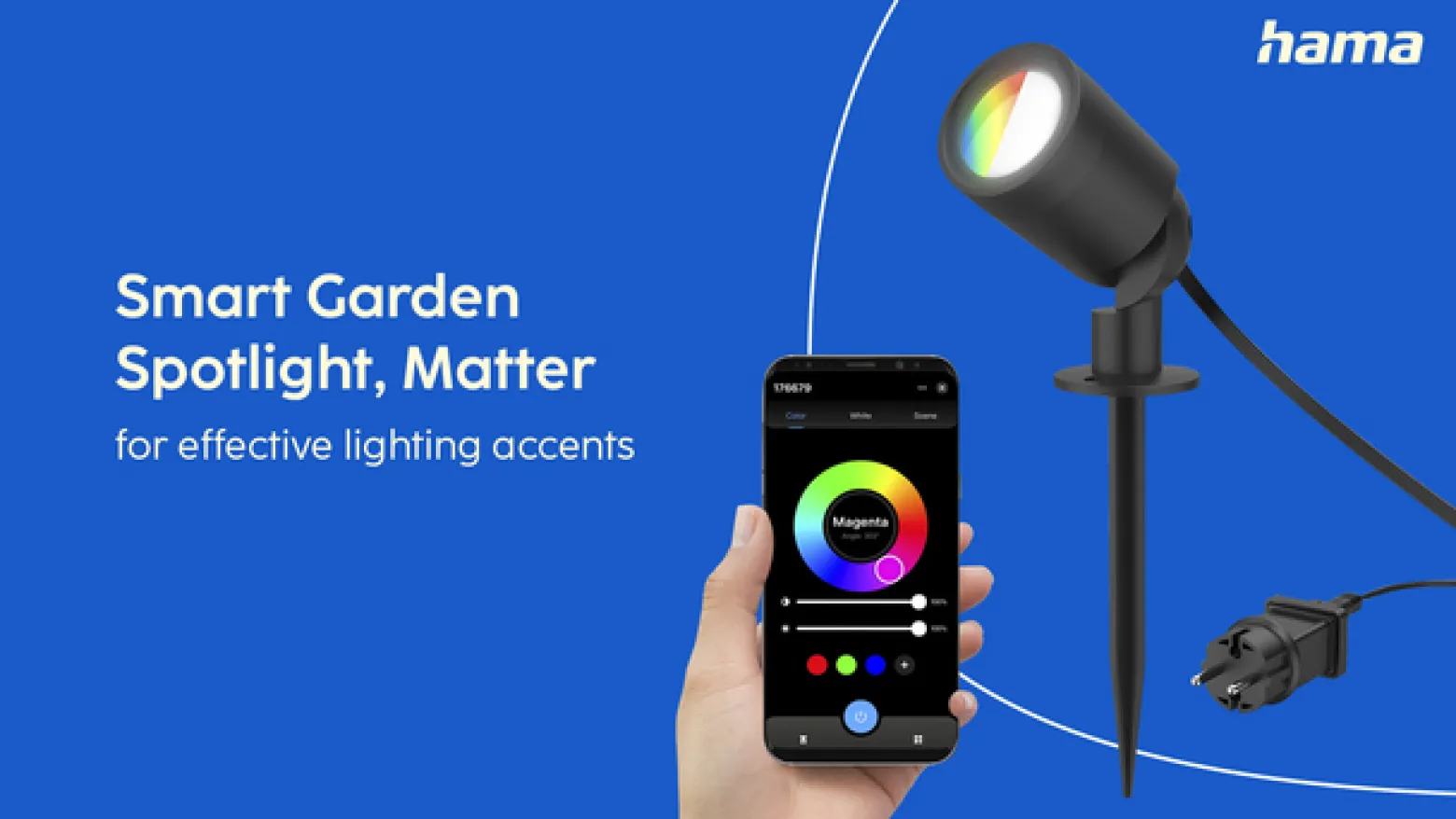 Hama Smart LED-maapiikkikohdevalo, musta WLAN, IP65 RGBW himmennettävä