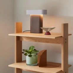 HÜBSCH LED-pöytävalaisin Sleek, ruskea/vaaleanharmaa rauta, PC