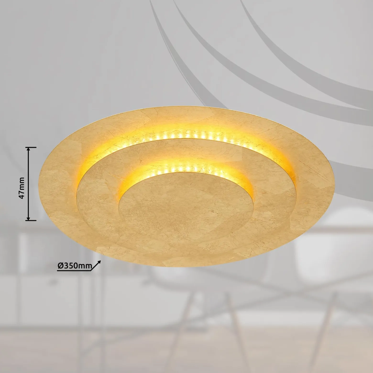 Heda LED-kattovalaisin, Ø 35 cm, kullanvärinen, metallia