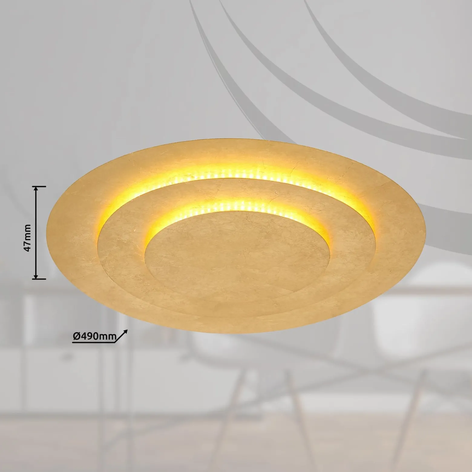 Heda LED-kattovalaisin, Ø 49 cm, kullanvärinen, metallia