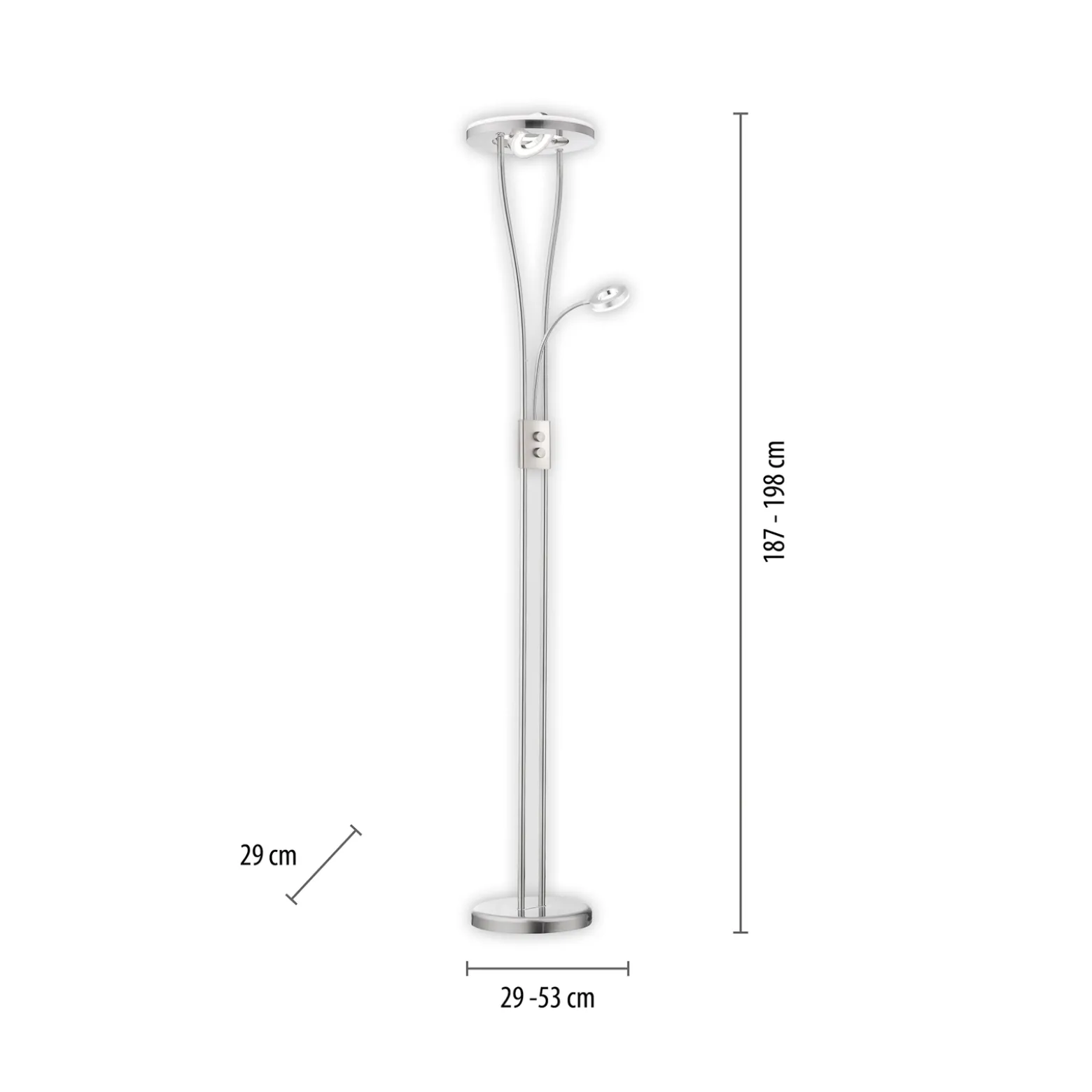 Helia LED-lattiavalaisin lukuvalolla, teräs