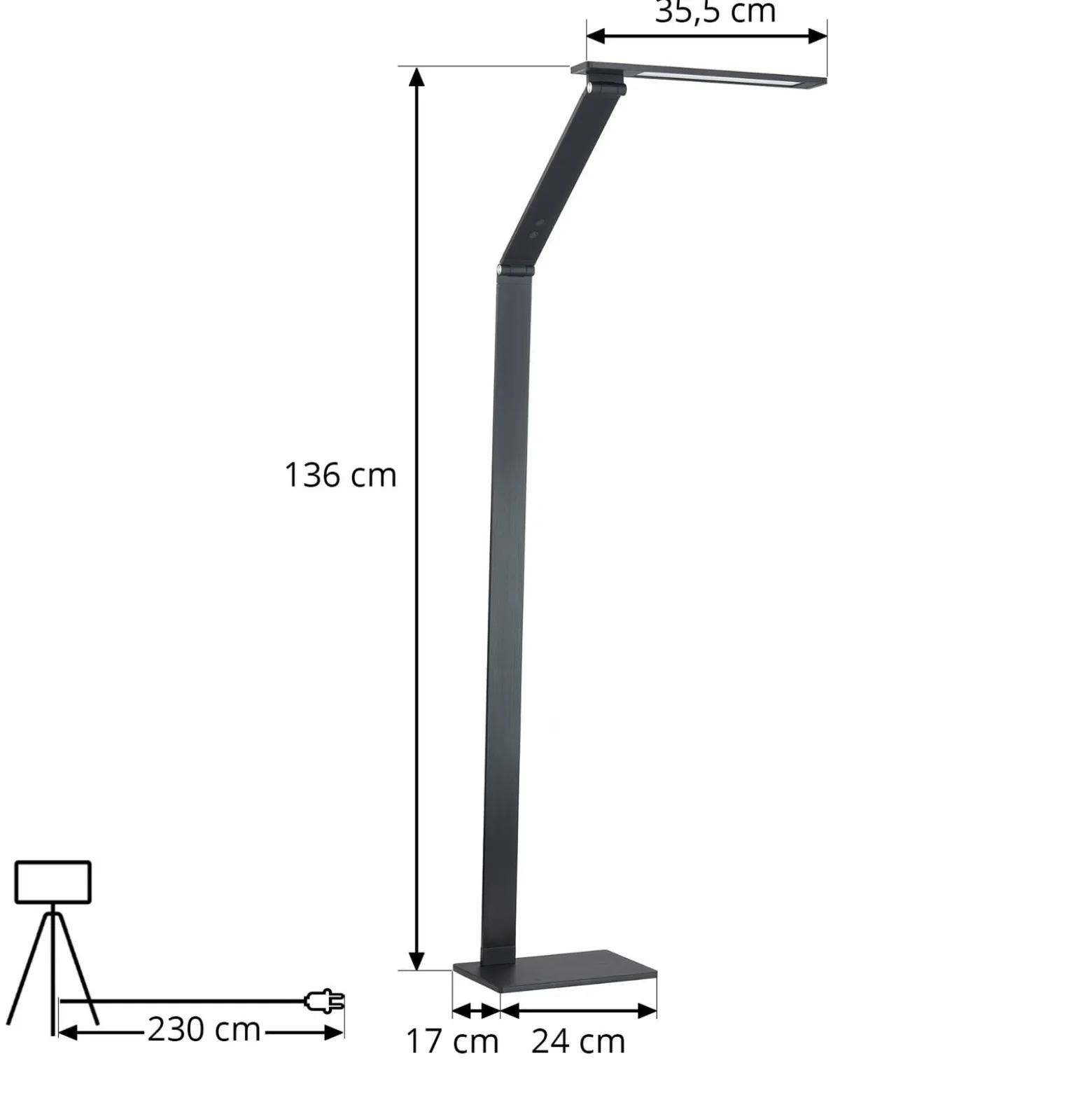 Himmenn. LED-lattialamppu Salome, säädet. valoväri