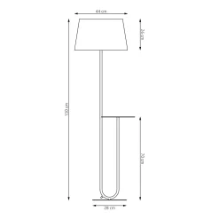 Hotel-lattiavalaisin, harmaa/musta, korkeus 150 cm, kangas/metallia